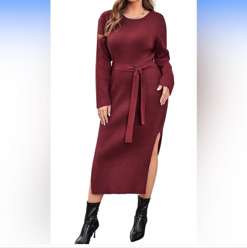 Elegant Burgundy Knit Dress